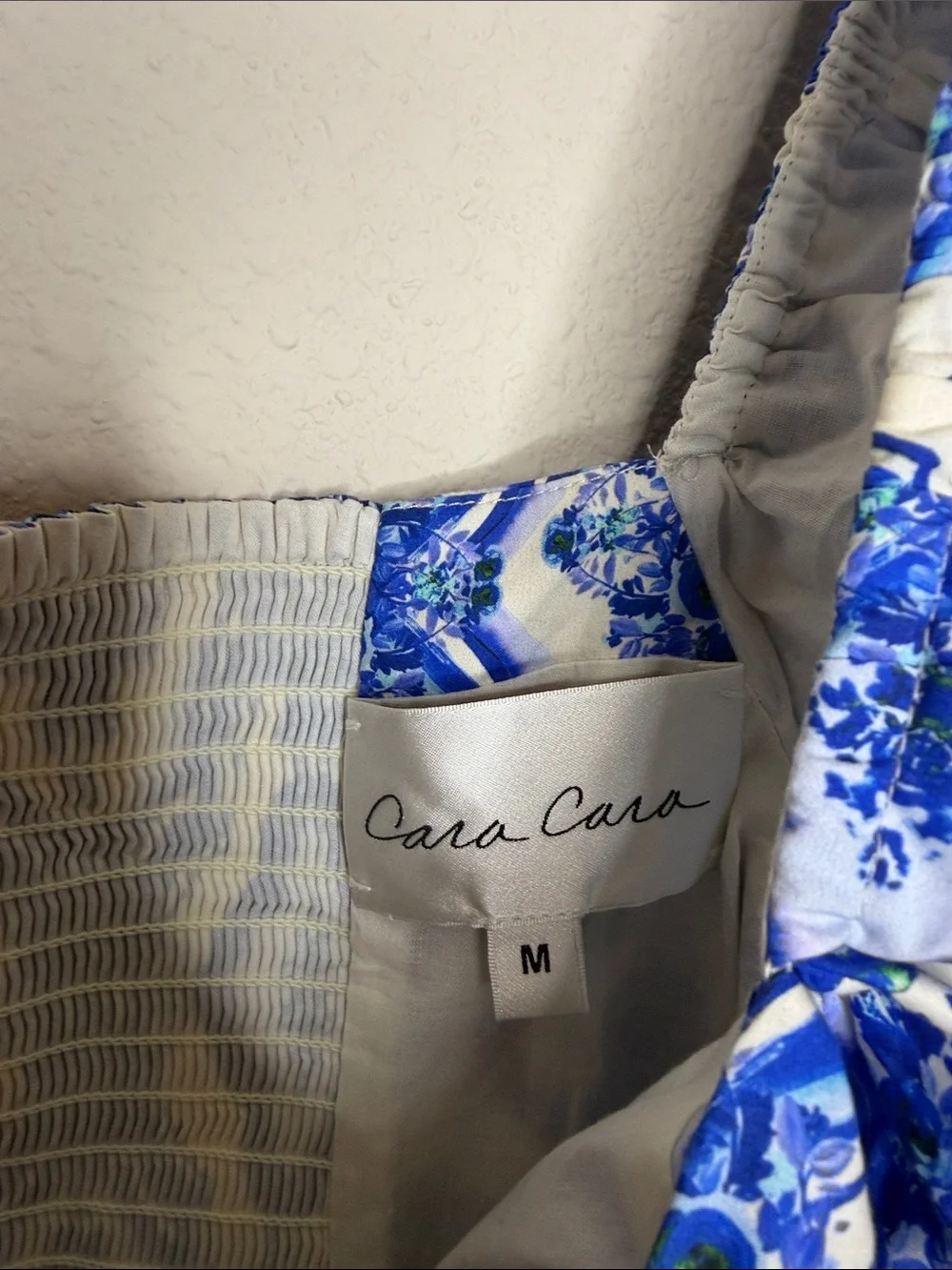 Cara Cara | Women’s Puff Sleeve Kelly Blue Mosaic Poplin Size Medium